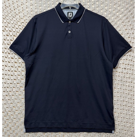 Fjallraven Other - FootJoy FJ Performance Golf Polo Shirt Mens L Navy Blue White Striped Short Slv